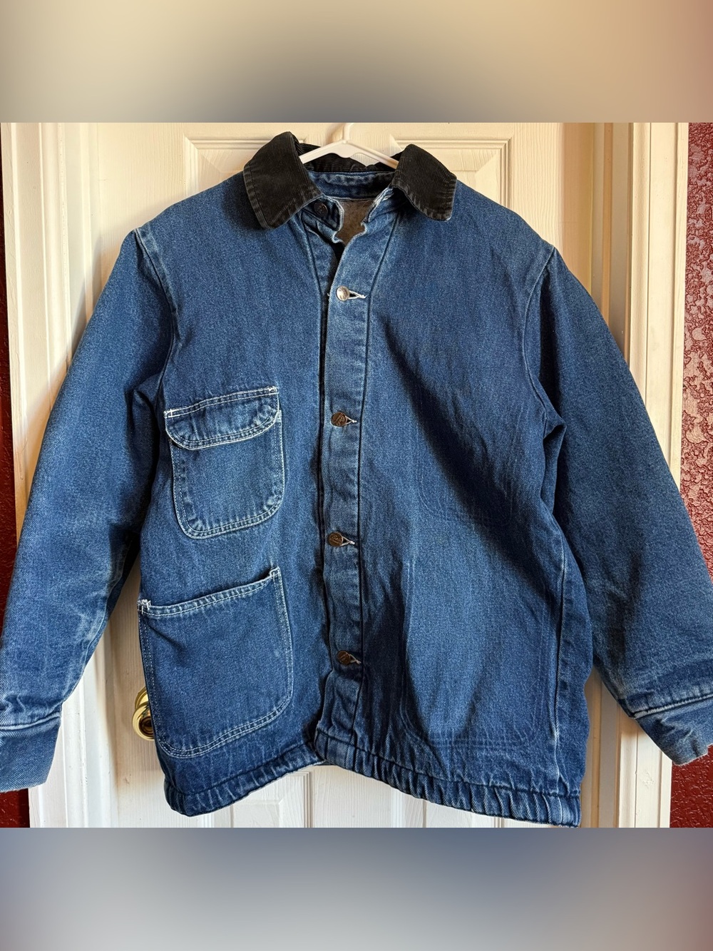 Bob Barker Blues Vintage Denim Chore Prison Jacket Men’s XL Blue Blanket Lined